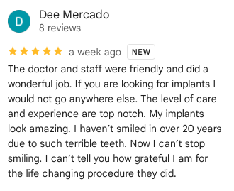 Nuvia Dental Implant Center customer review